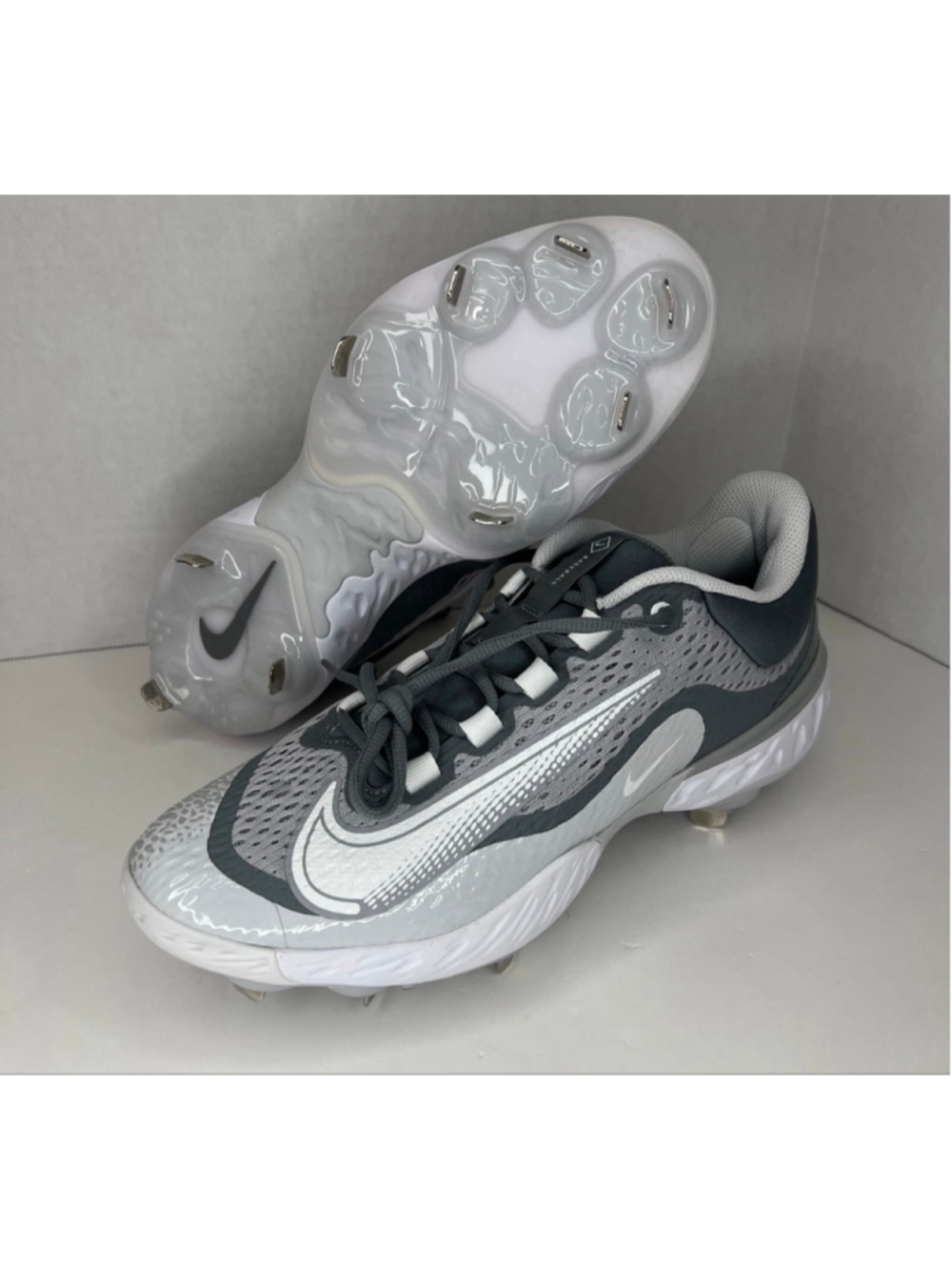 Nike Alpha Huarache Elite 4 Low Baseball Cleats Grey DJ6521-012 Men’s Size 10